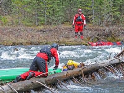 Entrapment river rescue training with Montana River Guides
